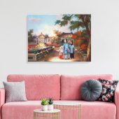 庭に子供を持つ中国の母親， c. キャンバスプリント (インサイチュ (リビング))