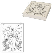 庭に子羊がいるイエス ラバースタンプ (押印)