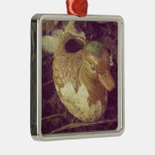 庭に座る小さなガラスのパイ鴨 メタルオーナメント (右)