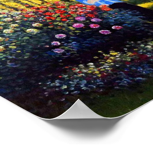 庭に日傘を持ったモネの女性 ポスター (角)