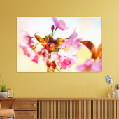 庭に桜の花の垂直群 キャンバスプリント (インサイチュ (リビング))