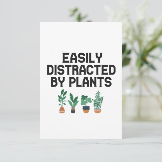 庭に植えられた植物に容易おもしろいに気を取られる サンキューカード (スタンド正面)