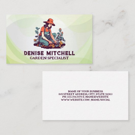 庭に植え付ける女性 名刺 (正面/裏面)
