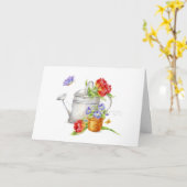 庭に水をやる空白のと、いつでもカード カード (黄色い花)