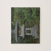 庭に灯り灯日本の灯 ジグソーパズル (縦)