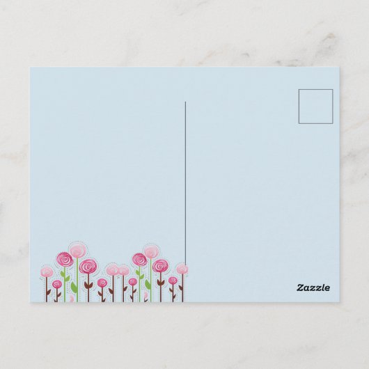 庭に花の冠を持つ美しいキリン ポストカード (裏面)