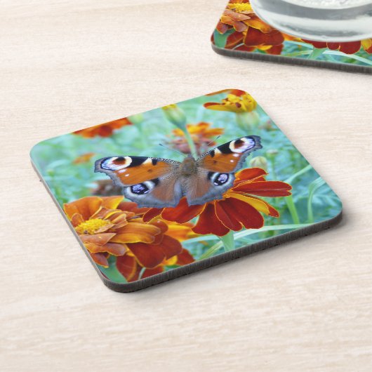 庭に蝶カラフル々 コースター (左側)