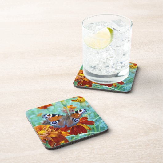 庭に蝶カラフル々 コースター (右側)