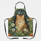 庭に赤い猫アールヌーボー エプロン (正面)