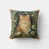 庭に赤い猫アールヌーボー クッション (正面)