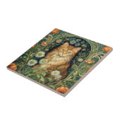 庭に赤い猫アールヌーボー タイル (側面)