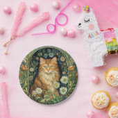 庭に赤い猫アールヌーボー ペーパープレート (パーティー)