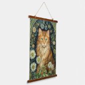 庭に赤い猫アールヌーボー 吊り下げ型タペストリー (傾斜あり)