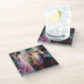 庭に遊三人の女の子がいる ガラスコースター (アングル)