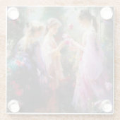 庭に遊三人の女の子がいる ガラスコースター (裏面)