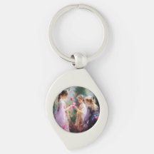 庭に遊三人の女の子がいる