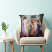 庭に遊三人の女の子がいる クッション (椅子)