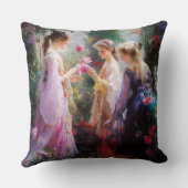 庭に遊三人の女の子がいる クッション (裏面)