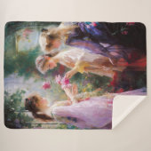 庭に遊三人の女の子がいる シェルパブランケット (正面(横))