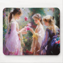 庭に遊三人の女の子がいる