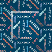 庭に4人の子どもやペットの名前カスタムを付ける ファブリック (タイル)