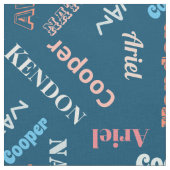 庭に4人の子どもやペットの名前カスタムを付ける ファブリック (クローズアップ)