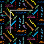 庭に4人の子供またはペットの名前を付カスタムけ加える ファブリック (タイル)