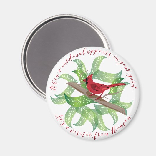 庭に（鳥）ショウジョウコウカンチョウが現れると… マグネット (正面/裏面)