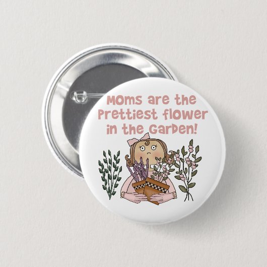 庭のお母さんの最もかわいらしい花 缶バッジ (正面&裏面)