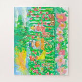 庭のお茶会の女の子 ジグソーパズル (縦)