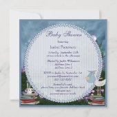 庭のお茶会は本のベビーシャワーを持って来ます 招待状 (裏面)