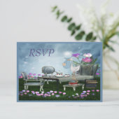 庭のお茶会は本RSVPのベビーシャワーを持って来ます 出欠カード (スタンド正面)