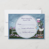 庭のお茶会は本RSVPのベビーシャワーを持って来ます 出欠カード (裏面)