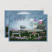 庭のお茶会は本RSVPのベビーシャワーを持って来ます 出欠カード (正面/裏面)