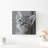 庭のかわいい子ネコ スクエア壁時計 (ホーム)