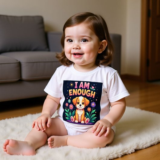 庭のかわいい子犬 ベビーTシャツ