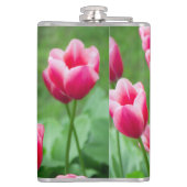 庭のかわいい緋色のチューリップ フラスク (裏面)