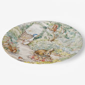 庭のなかの水たまりのアヒル ペーパープレート (アングル)