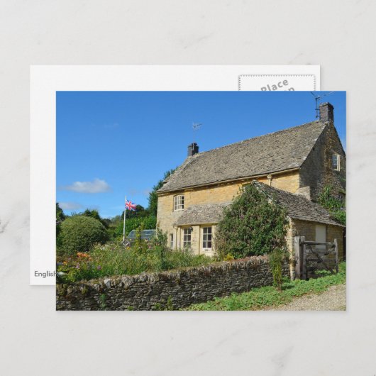 庭のはがき付きのイギリスのコテージ ポストカード (正面/裏面)