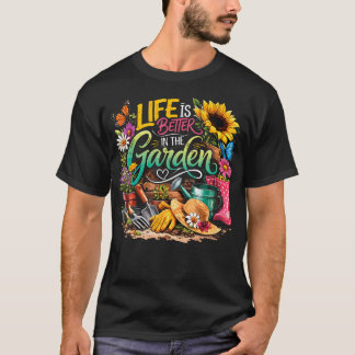 庭のひまわりガーデニングが人生を豊かにする Tシャツ
