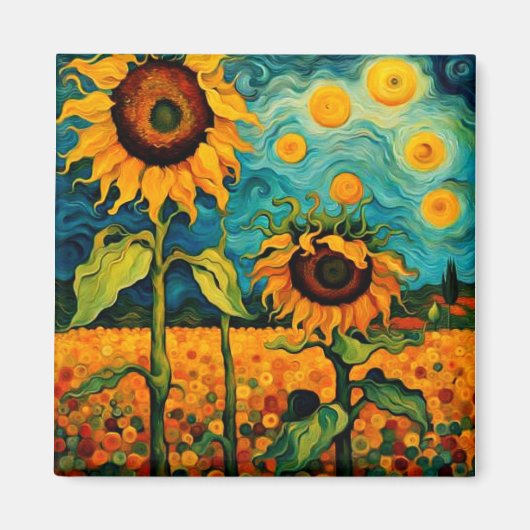 庭のひまわり マグネット (正面)