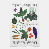 庭のふきんからの野菜 キッチンタオル (縦)