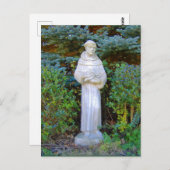 庭のアッシジ像の聖フランシス。 ポストカード (正面/裏面)