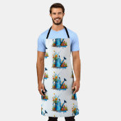 庭のインスピレーションカラフルな熱気球パターン エプロン (着用した状態)