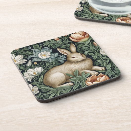 庭のウサギと花アールヌーボースタイル コースター (左側)