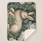 庭のウサギと花アールヌーボースタイル シェルパブランケット (正面)