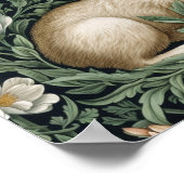 庭のウサギと花アールヌーボースタイル ポスター (角)