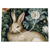 庭のウサギと花アールヌーボースタイル ラージペーパーバッグ (正面)