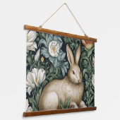 庭のウサギと花アールヌーボースタイル 吊り下げ型タペストリー (傾斜あり)