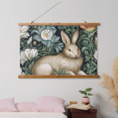 庭のウサギと花アールヌーボースタイル 吊り下げ型タペストリー (寝室)